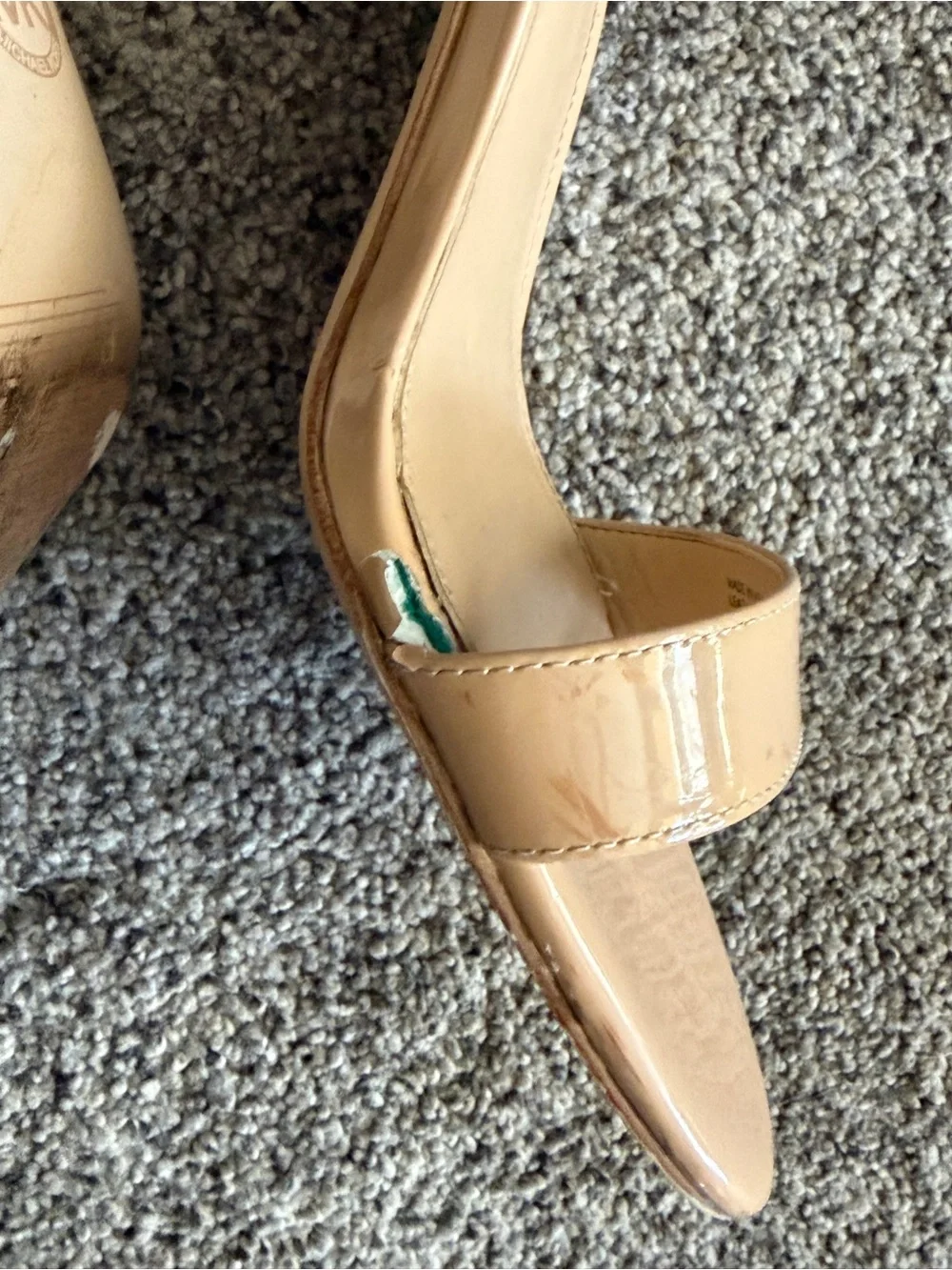Michael Kors Nude Patent Leather Ankle Strap Heels Size 8M -VIEW CALL OUTS